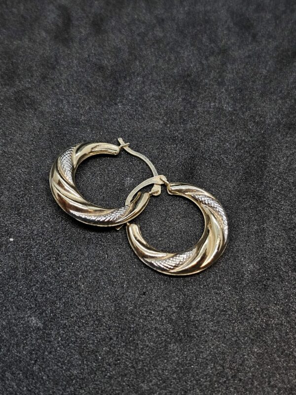 Pair of Yellow and White Gold Hoop Earrings