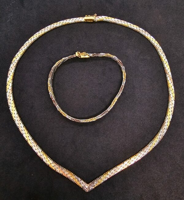 Vintage V 925 Ricco link chain & bracelet set - Image 2
