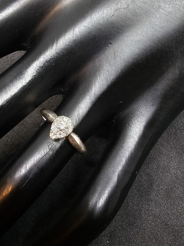 White Gold Tear Drop Diamond Ring - Image 4