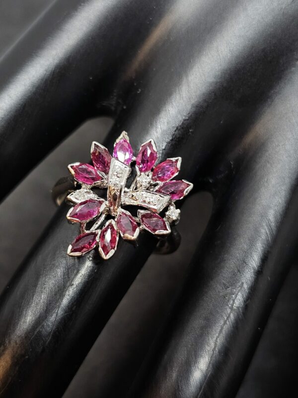 Ruby Diamond 18k White Gold dress ring - Image 5
