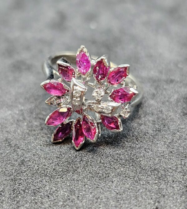 Ruby Diamond 18k White Gold dress ring