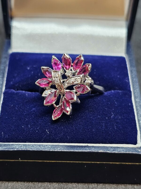 Ruby Diamond 18k White Gold dress ring - Image 2