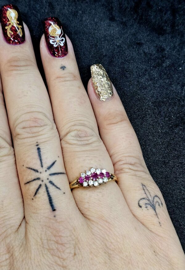 Ruby and Diamond Half Hoop Dress Ring - Image 3