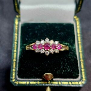 Ruby and Diamond Half Hoop Dress Ring