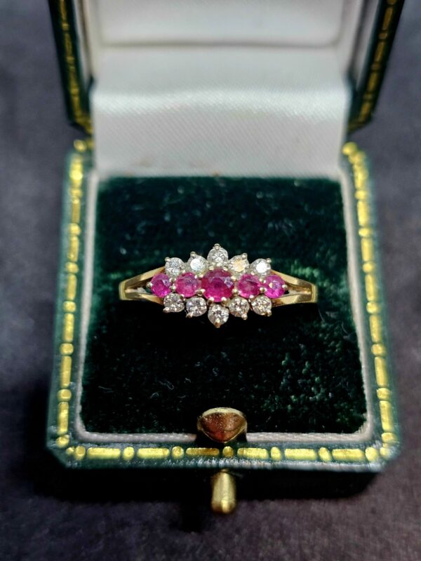 Ruby and Diamond Half Hoop Dress Ring