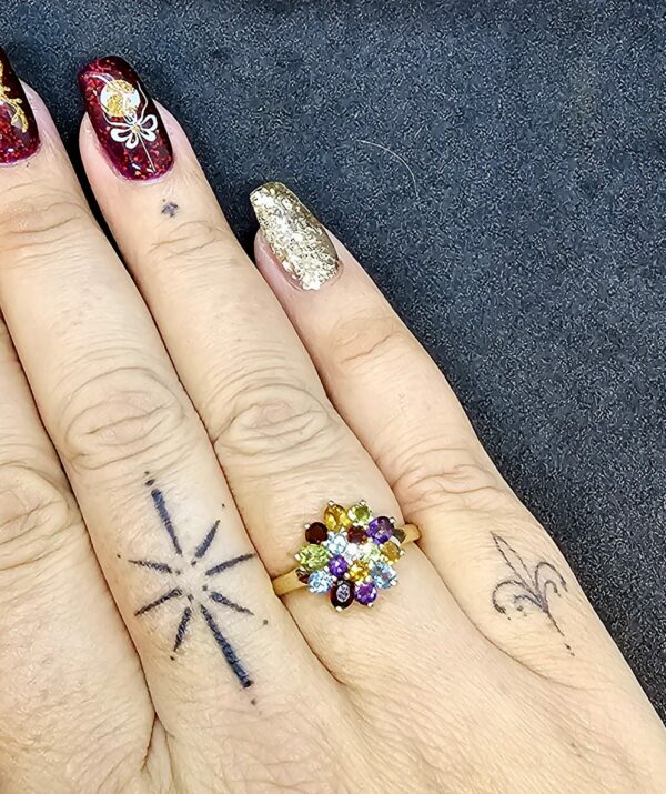 9ct Gold Diamond & Multi Coloured Stones Ring - Image 4