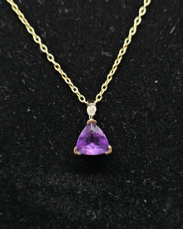 Amethyst and Diamond Pendant and Chain - Image 2