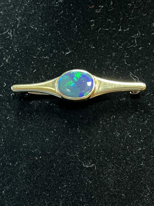 18ct gold black opal bar brooch - Image 3
