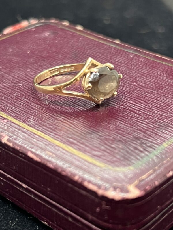 Smokey quartz ladies 9ct gold ring - Image 2