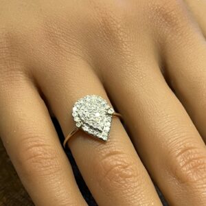 9ct gold and diamond pear shape ladies ring