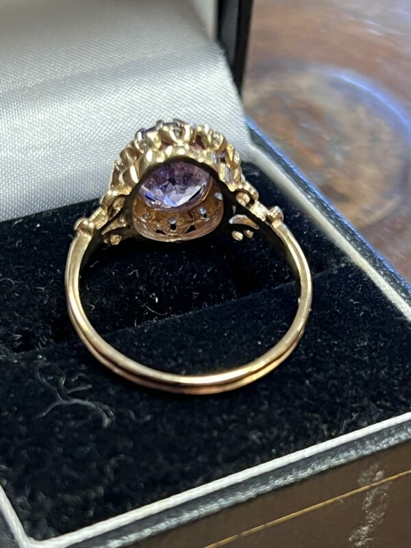 9ct gold amethyst and diamond ladies ring - Image 6