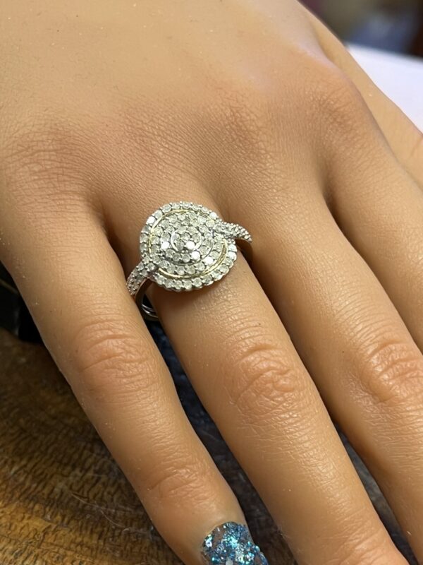 9ct gold diamond cluster low set ring