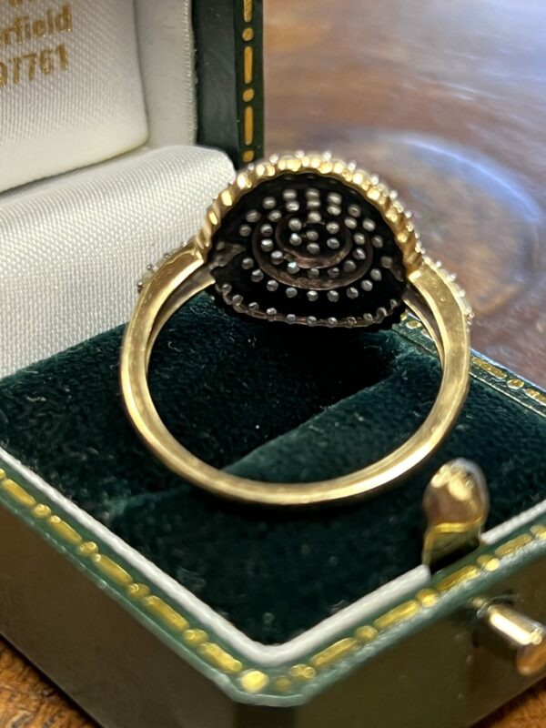9ct gold diamond cluster low set ring - Image 6