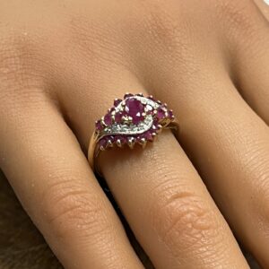 9ct gold ruby and diamond ladies ring