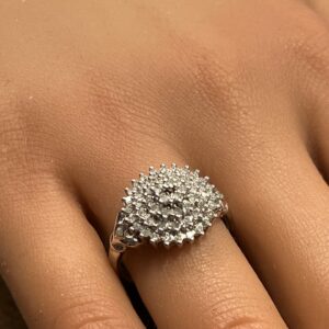 9ct white gold diamond cluster ladies ring