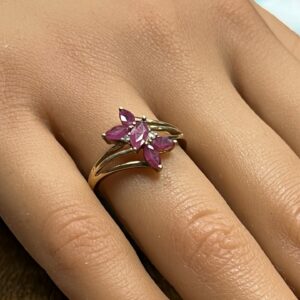 9ct gold ruby and diamond organic ring