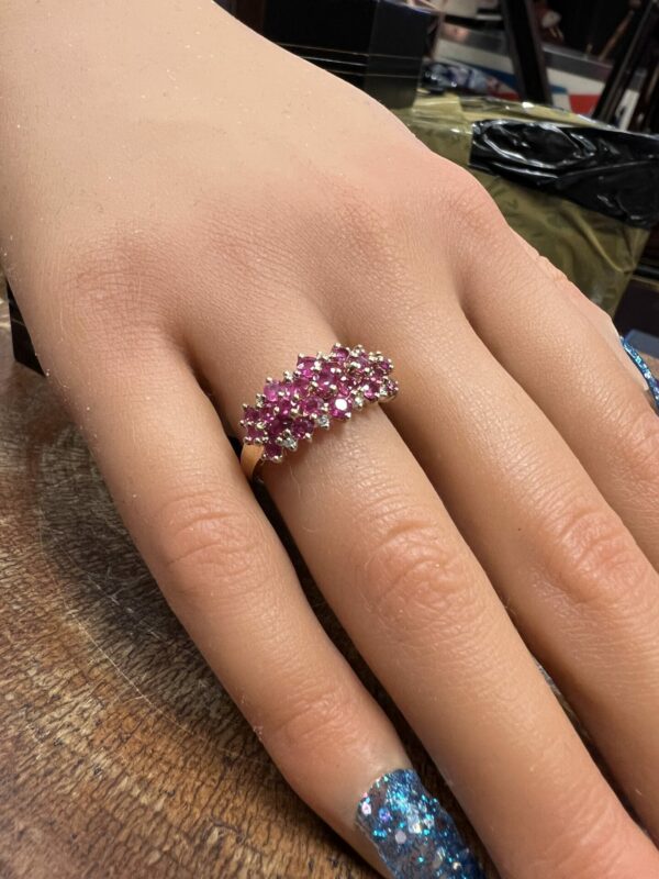 9ct gold tourmaline and diamond cluster ring