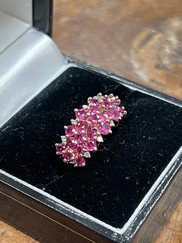 9ct gold tourmaline and diamond cluster ring - Image 4