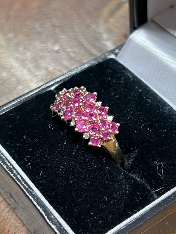 9ct gold tourmaline and diamond cluster ring - Image 5