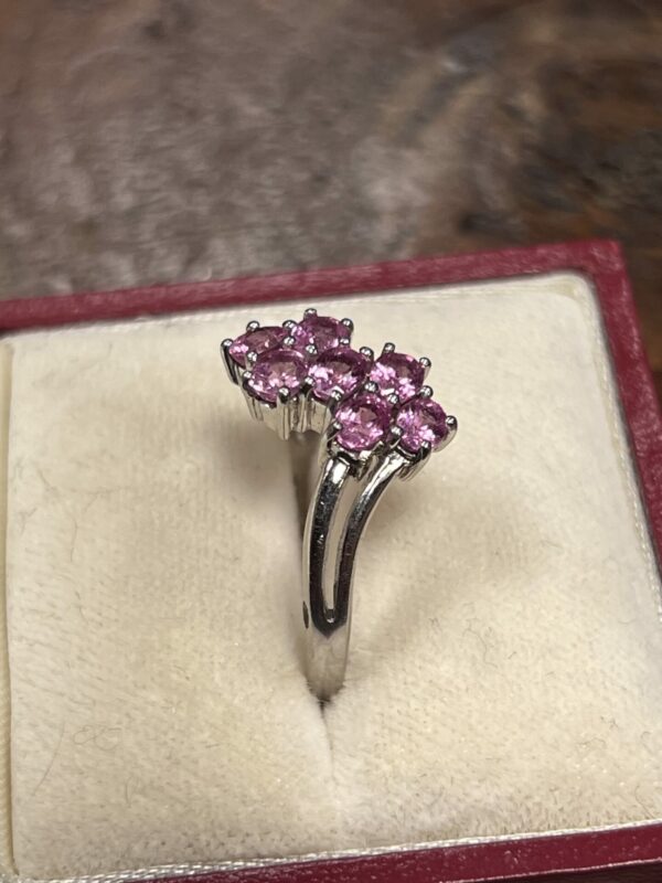Organic pink sapphire cluster 9ct white gold - Image 4