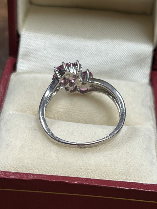 Organic pink sapphire cluster 9ct white gold - Image 6