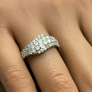 9ct gold diamond cluster band ring