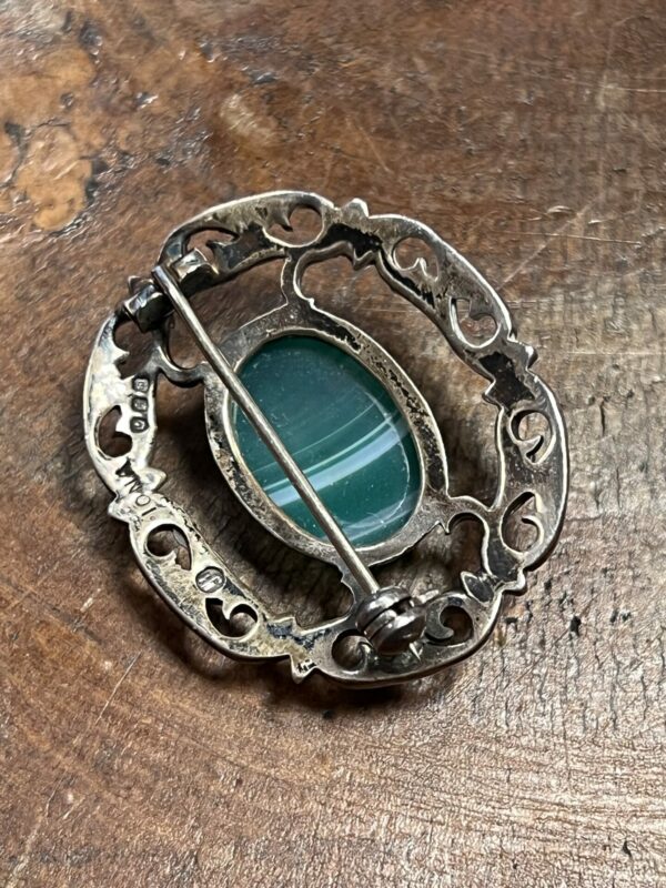 John hart Iona silver green agate brooch - Image 2