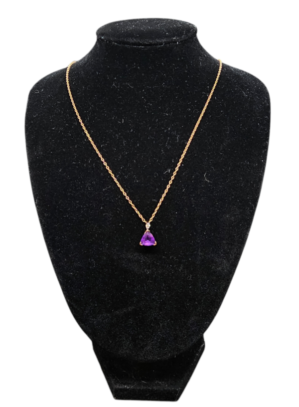 Amethyst and Diamond Pendant and Chain