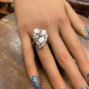 14ct gold opal and diamond statement ring