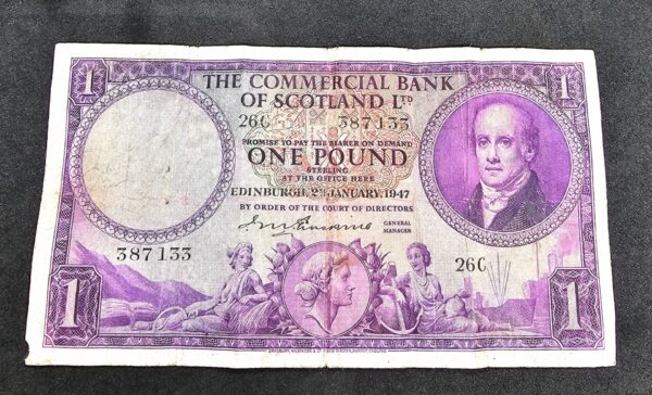 Commercial Bank of Scotland 1947 One Pound Note