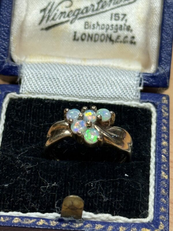 9ct gold opal cluster ring - Image 4