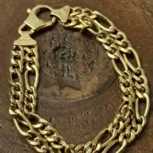 9ct gold double figaro bracelet