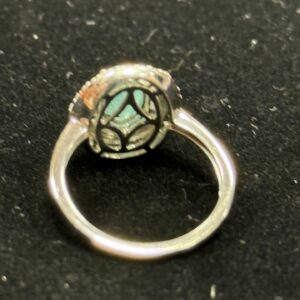 Diamond and emerald ladies 9ct white gold ring