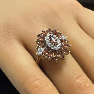 Garnet and diamond cluster ring