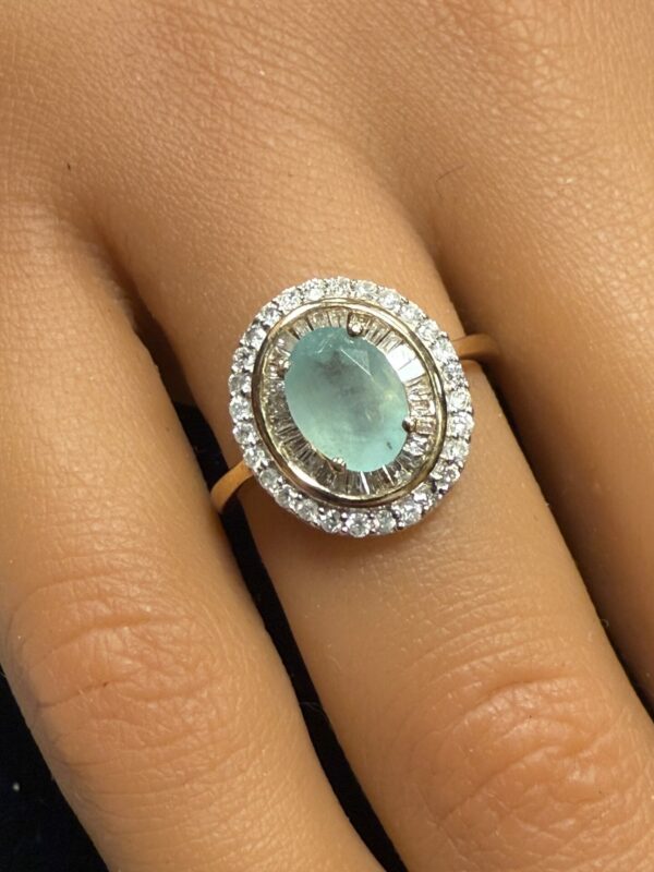 Grandidierite and diamond ladies ring
