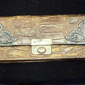 Silver mounted crocodile skin purse