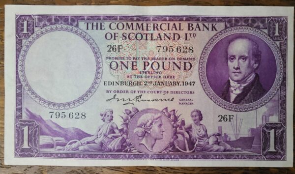 1947 Commercial Bank of Scotland £1 Banknote