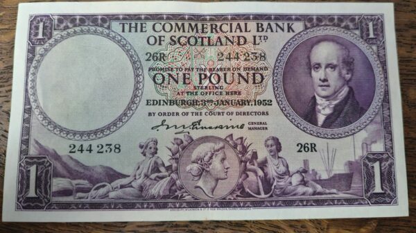 1952 Commercial Bank of Scotland £1 Banknote