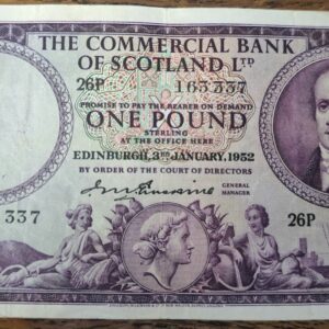 1952 Commercial Bank of Scotland £1 Banknote