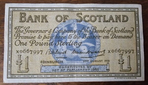 1958 Bank of Scotland £1 Banknote