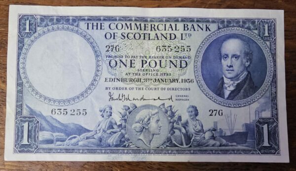 1956 Commercial Bank of Scotland £1 Banknote