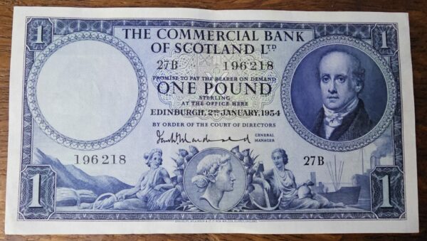 1954 Commercial Bank of Scotland £1 Banknote