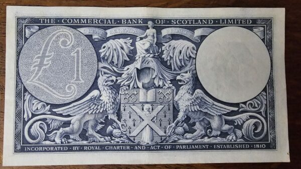 1954 Commercial Bank of Scotland £1 Banknote - Image 3