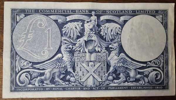 1958 Commercial Bank of Scotland £1 Banknote - Image 2