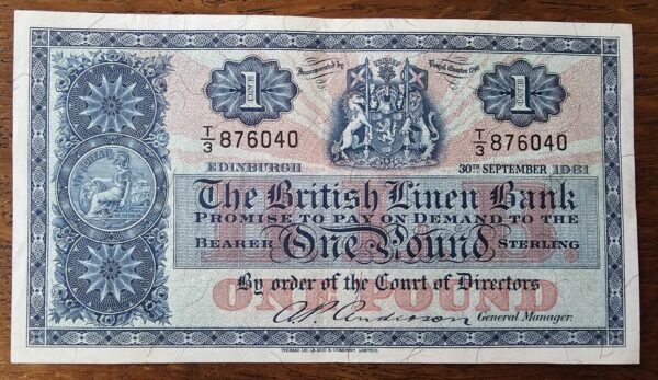 1961 The British Linen Bank £1 Banknote