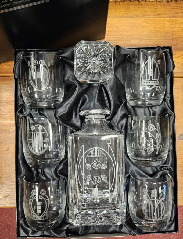 Rennie Mackintosh Crystal Tumblers And Decanter