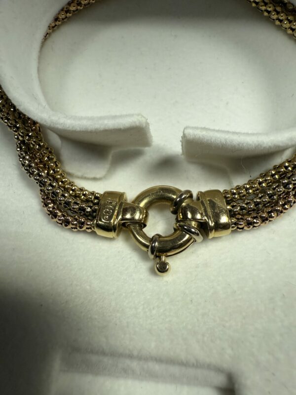 18ct gold three strand chain and bracelet tricolour - Image 3
