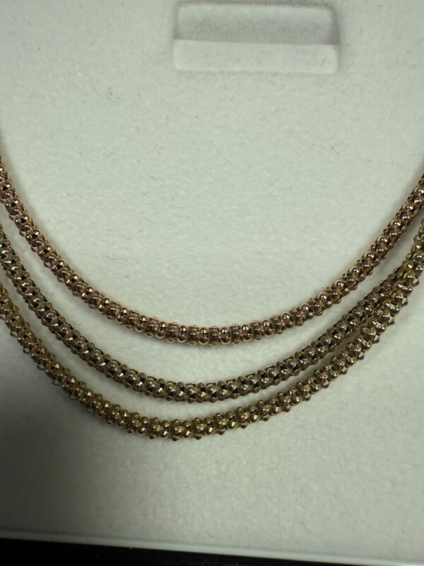 18ct gold three strand chain and bracelet tricolour - Image 4