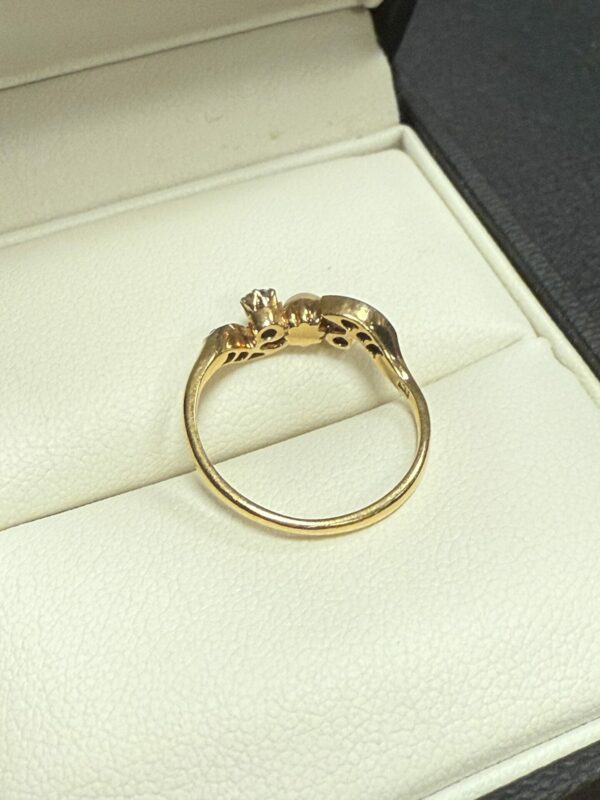 Antique diamond and pearl 18ct gold ring - Image 5