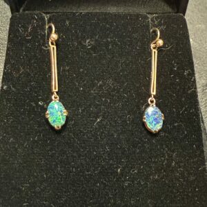 Antique 9ct gold and opal drop earrings
